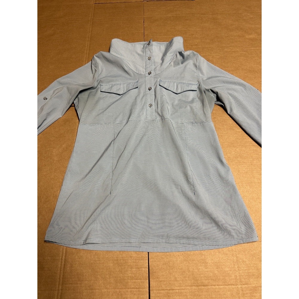Mountain Hardwear Women's Citypass Long Sleeve Popover Blue Striped Shirt Large‎ - Picture 2 of 16